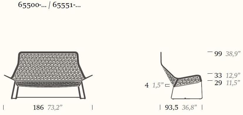 Kettal 2-местный садовый диван из синтетического волокна Maia #65500 - Вид №5