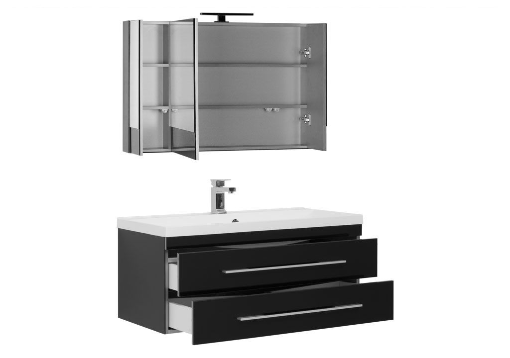 Мебель для ванной Aquanet Верона NEW 100 черный (подвесной 2 ящика) 00230319 - Вид №1