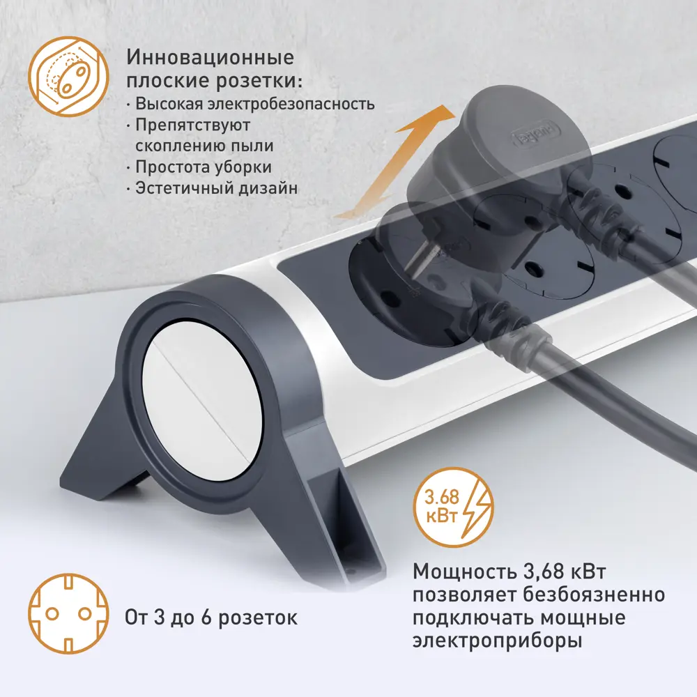 Колодка для удлинителя Legrand Комфорт 3 розетки с заземлением 3680 Вт цвет белый/черный STLM-2042129 - Вид №4