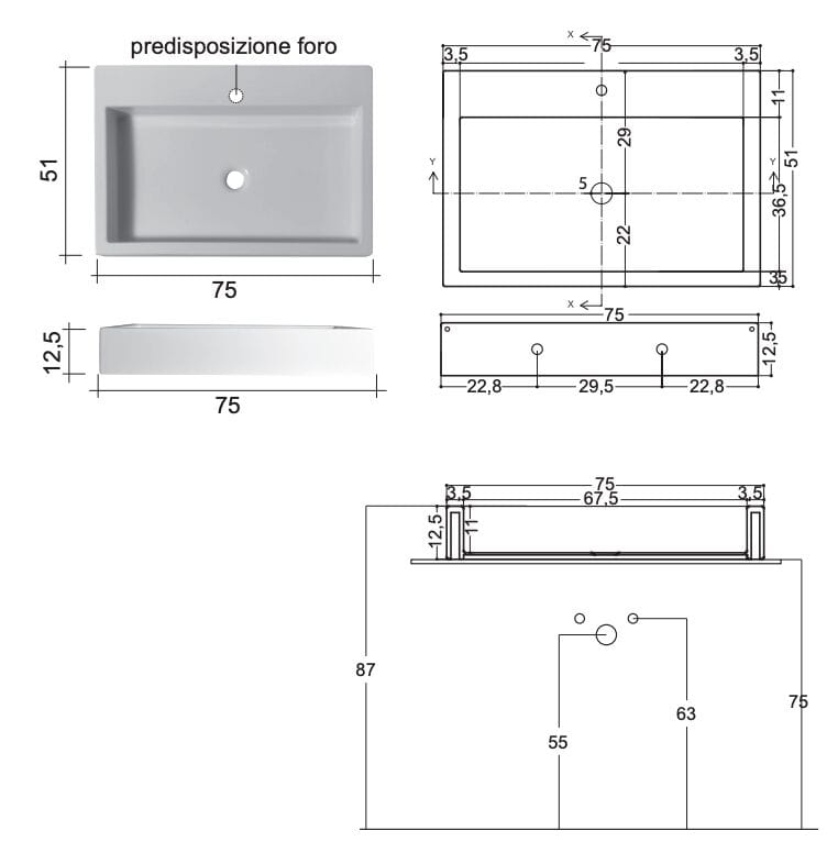 Керамическая прямоугольная раковина Nic ARCH-00032450 - Вид №4