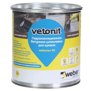 Гидроизоляционная битумная шпаклевка для кровли Vetonit Weber.tec 911 1 кг 82013413 STLM-2009125