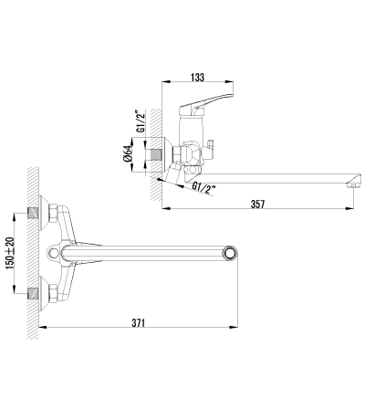 LM3151C Смеситель Omega универсальный LEMARK OMEGA - Вид №1