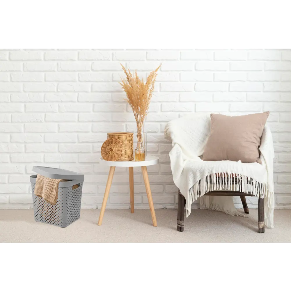 Корзина для хранения PLAST TEAM Mien серый с крышкой 31×30×31 см 89421607 STLM-1578417 - Вид №3