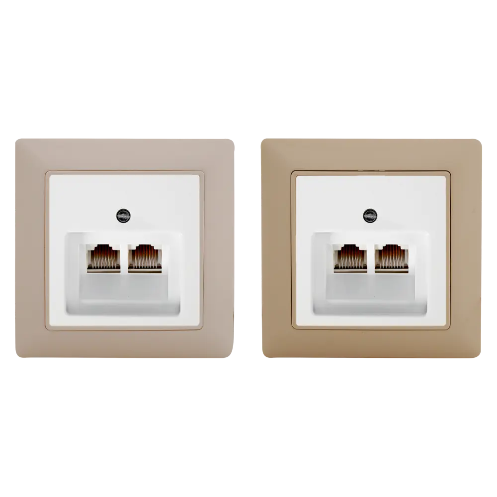 Телефонная розетка двойная встраиваемая ABB Basic 55 RJ11, цвет белый Basic55 STLM-2125603 - Вид №1