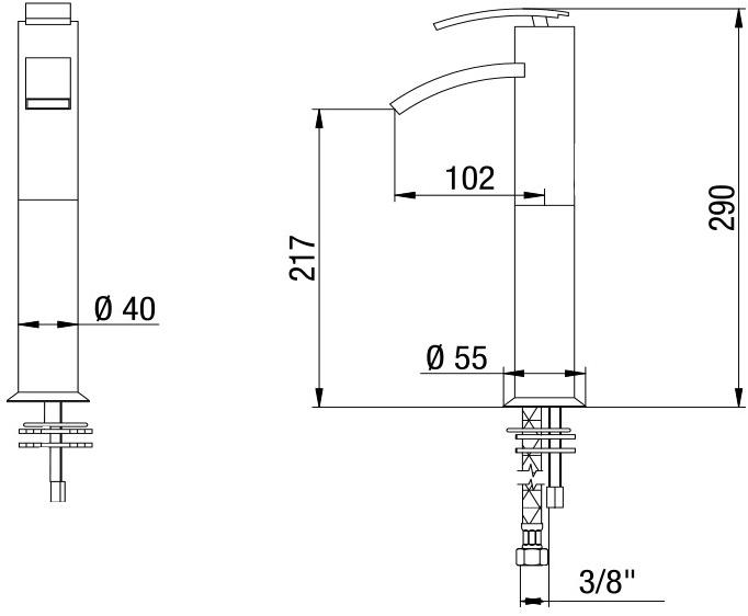 0IO00493JA00 Ray Смеситель для раковины высокий, хром Jacuzzi - Вид №2