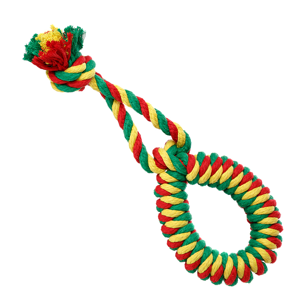 ПР0055334 Игрушка для собак Dental Knot Кольцо канатное среднее (Красный-желтый-зеленый) DOGLIKE 