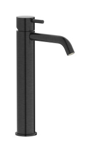 Высокий смеситель для раковины на 1 отверстие в комплекте с донным клапаном WE ARE IB mt202cs Brushed Black Chrome MilanoTorino