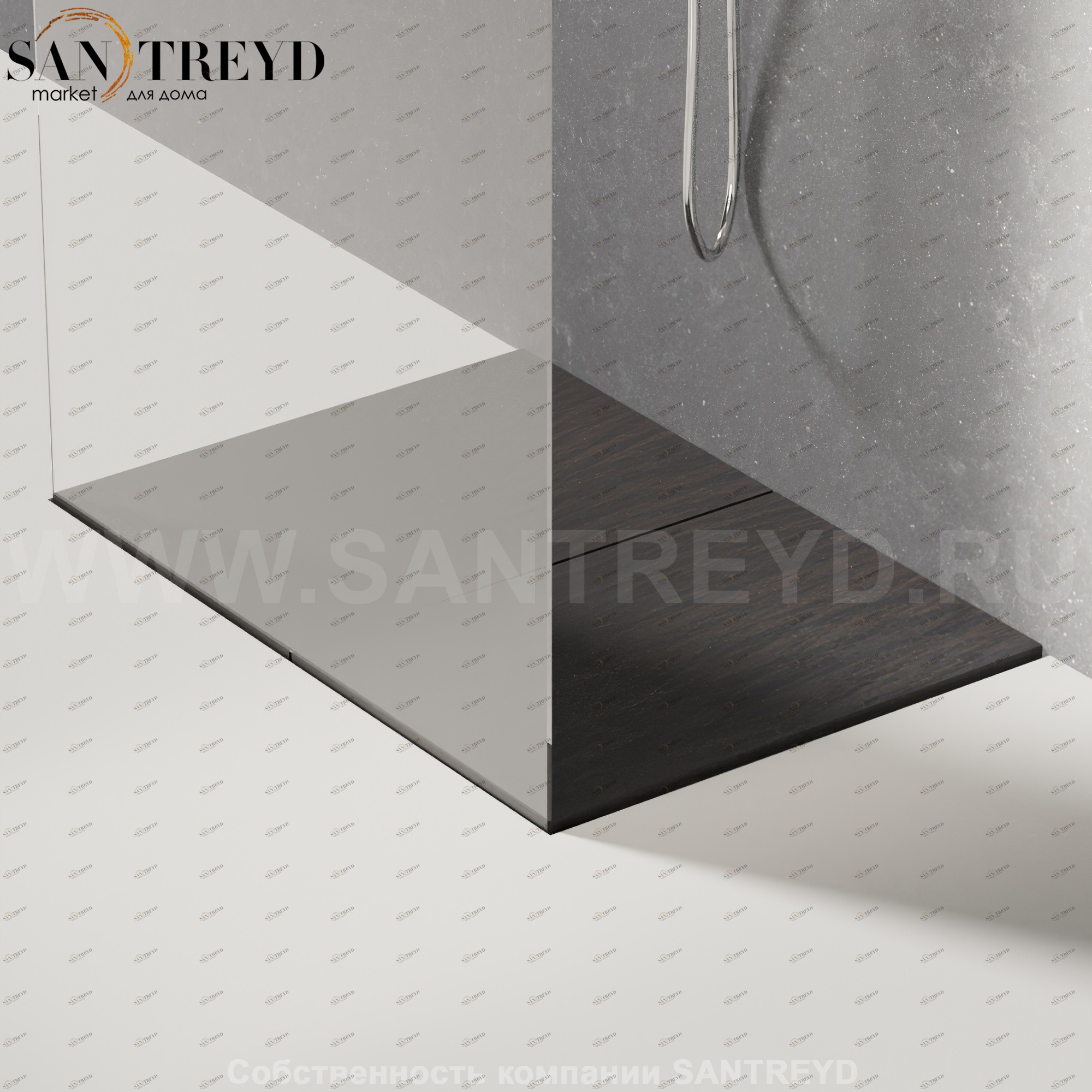 Душевой поддон FLAT D темный дуб. Размеры: длина с 120 до 140 см, глубина с 70 до 100 см Agape APED70100120140W