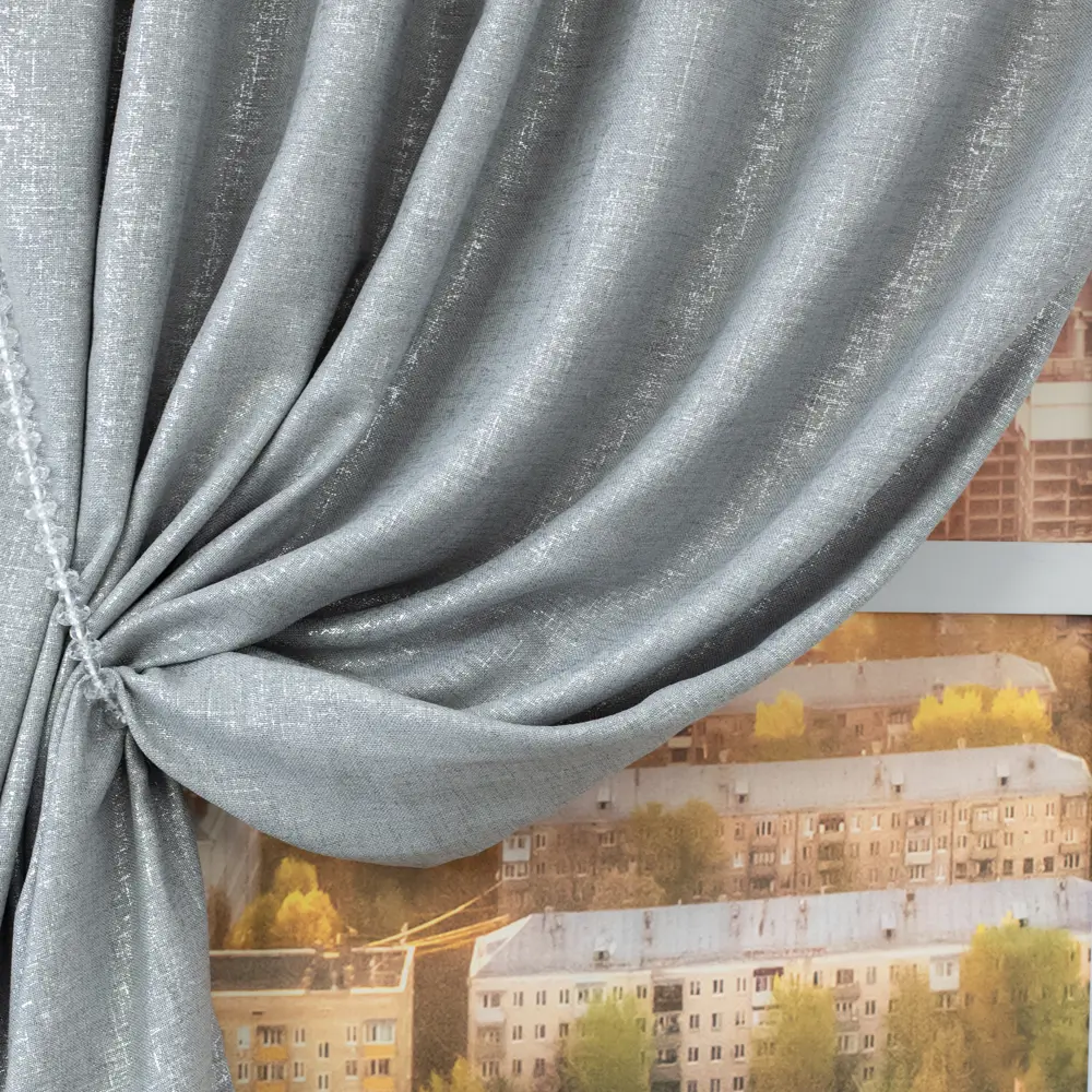 Штора на ленте 28979 160x260 см цвет серый AMORE MIO STLM-2174757 - Вид №5