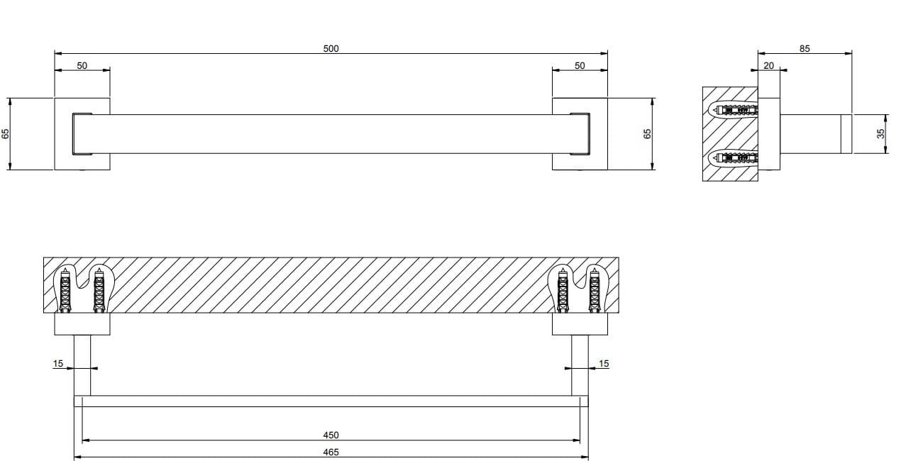 Металлическая ручка для ванной комнаты для ванной Gessi прямоугольник ARCH-00124664 - Вид №2