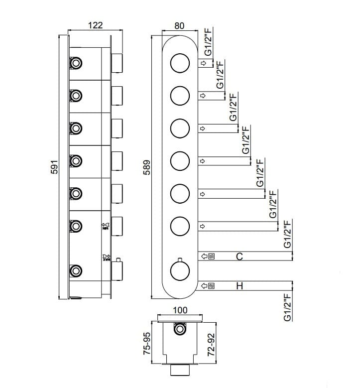 Встраиваемый термостатический смеситель для душа с пластиной CARIMALI ilTondo ARCH-00110826 - Вид №5