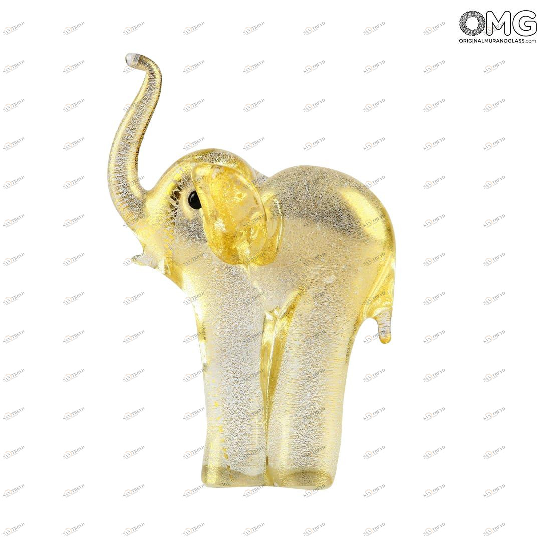 2486 ORIGINALMURANOGLASS Фигурка Золотой Слон - муранское стекло - Original Murano Glass OMG  см 