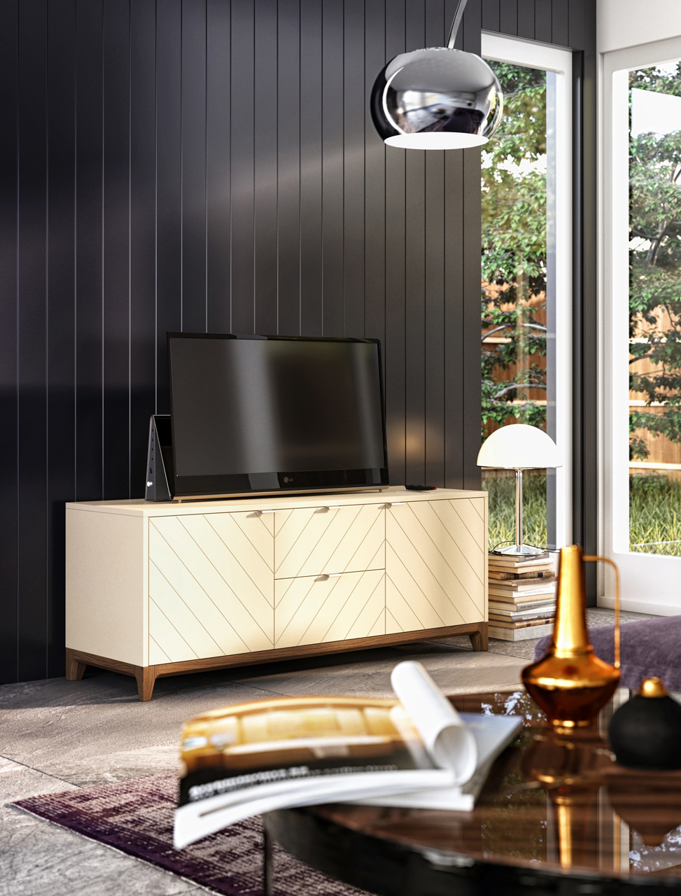 Тумба под телевизор с ящиками светло-коричневая Case THE IDEA  210256 Коричневый  - Вид №2