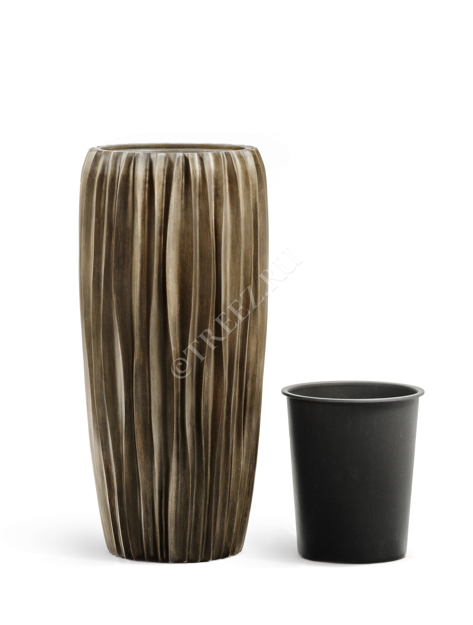 41.3321-07-047-GRP-075 Кашпо  Effectory - серия Metal - Высокий конус Design Wave - Чернёная бронза Цветочная коллекция  - Вид №4