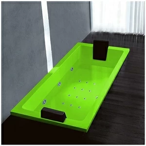 Ванна Gruppo treesse Quadra 180 V078N-DX-S салатовая с гидромассажем и аэромассажем прямоугольная встроенная правая