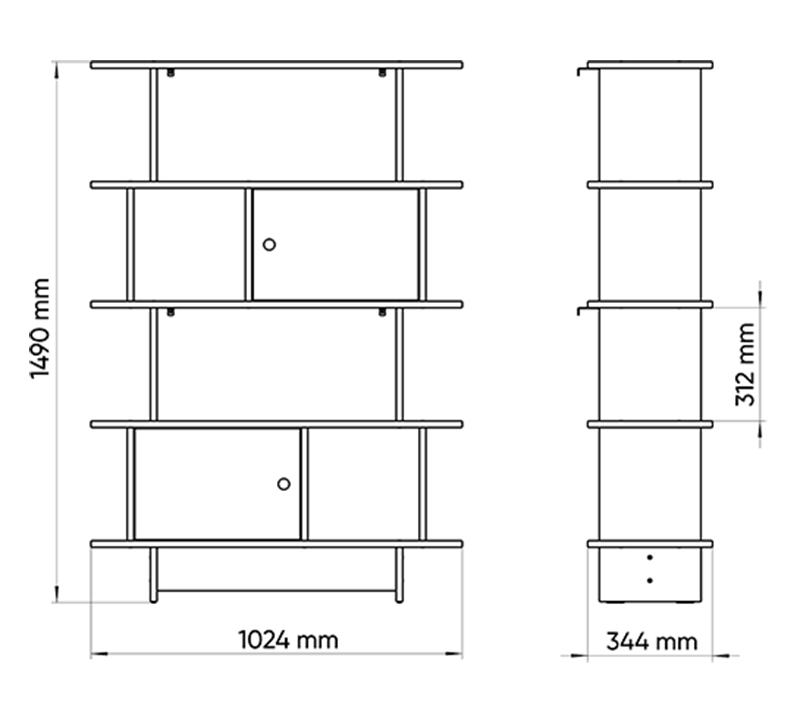 Стеллаж открытый с двумя дверцами 102 см Line M1 белый ELLIPSE ELLIPSE LINE 257706 Белый Santreyd  - Вид №2
