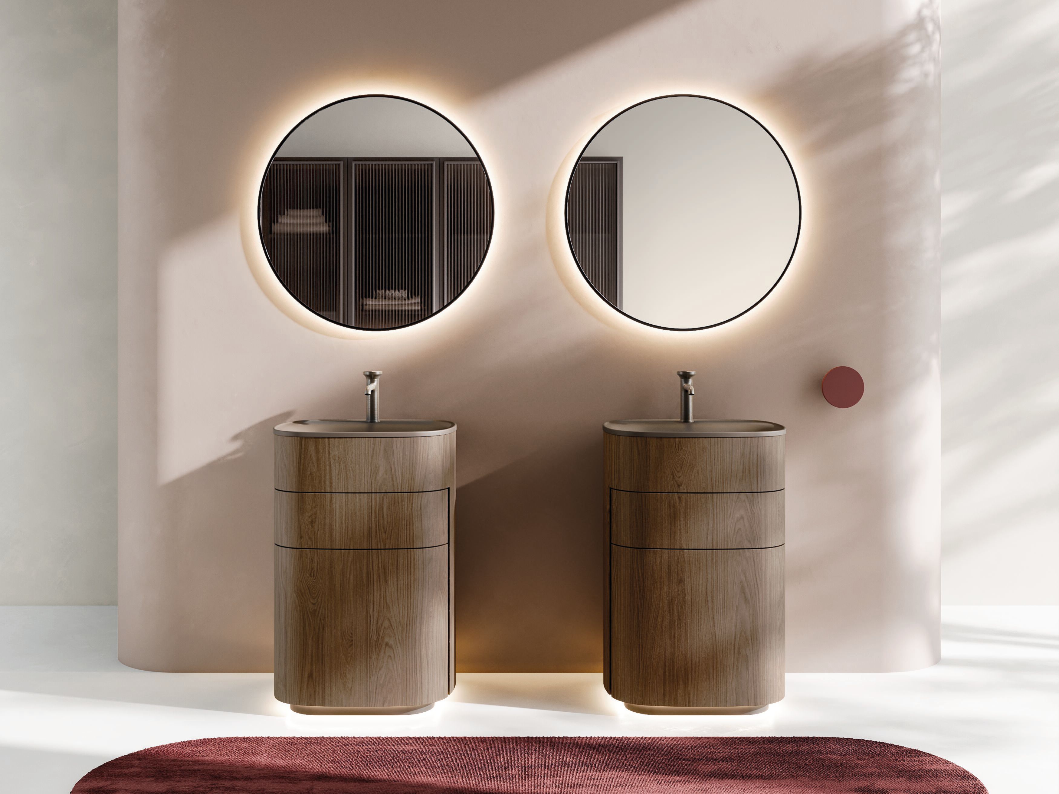 Шкаф для раковины HPL с держателем для полотенец с зеркалом Mobilcrab Curvy ARCH-00061738