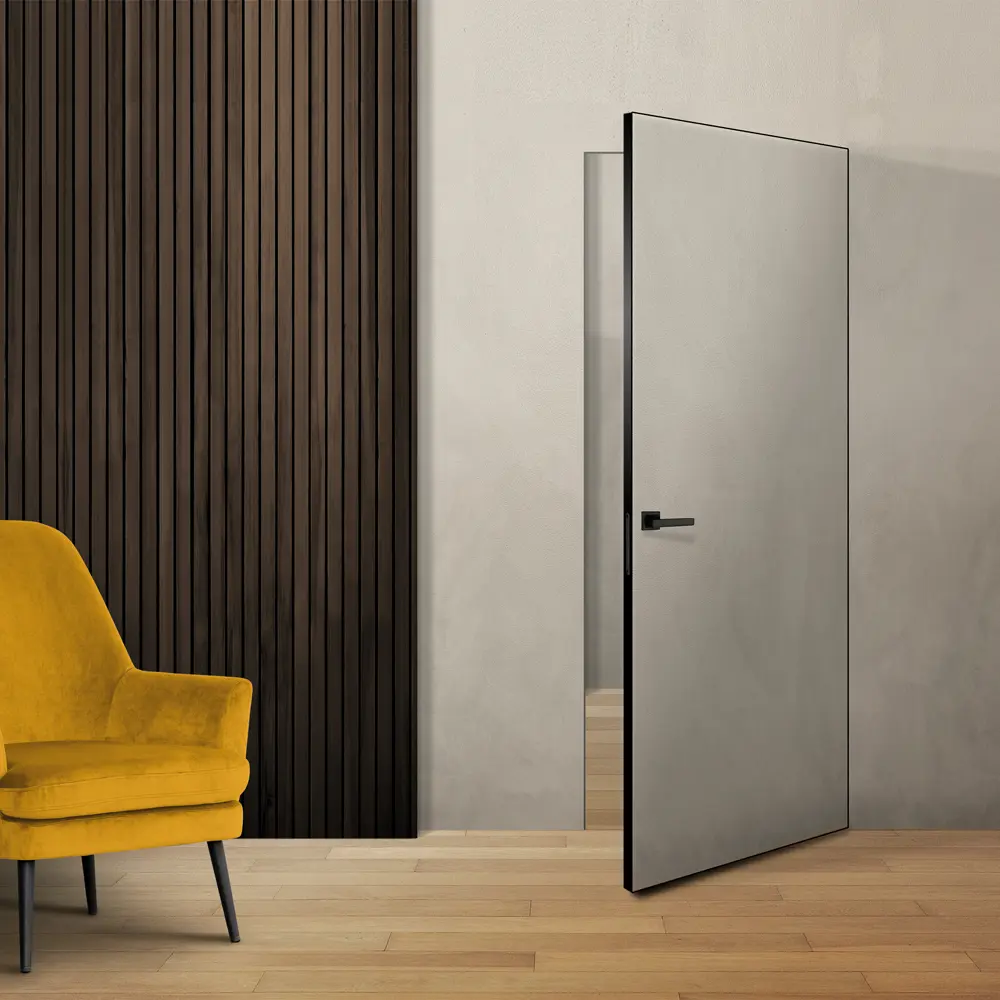 Дверь межкомнатная глухая Invisible 60x220 см цвет белый с замком черная кромка 89433699 STLM-2033139 VELLDORIS  - Вид №7