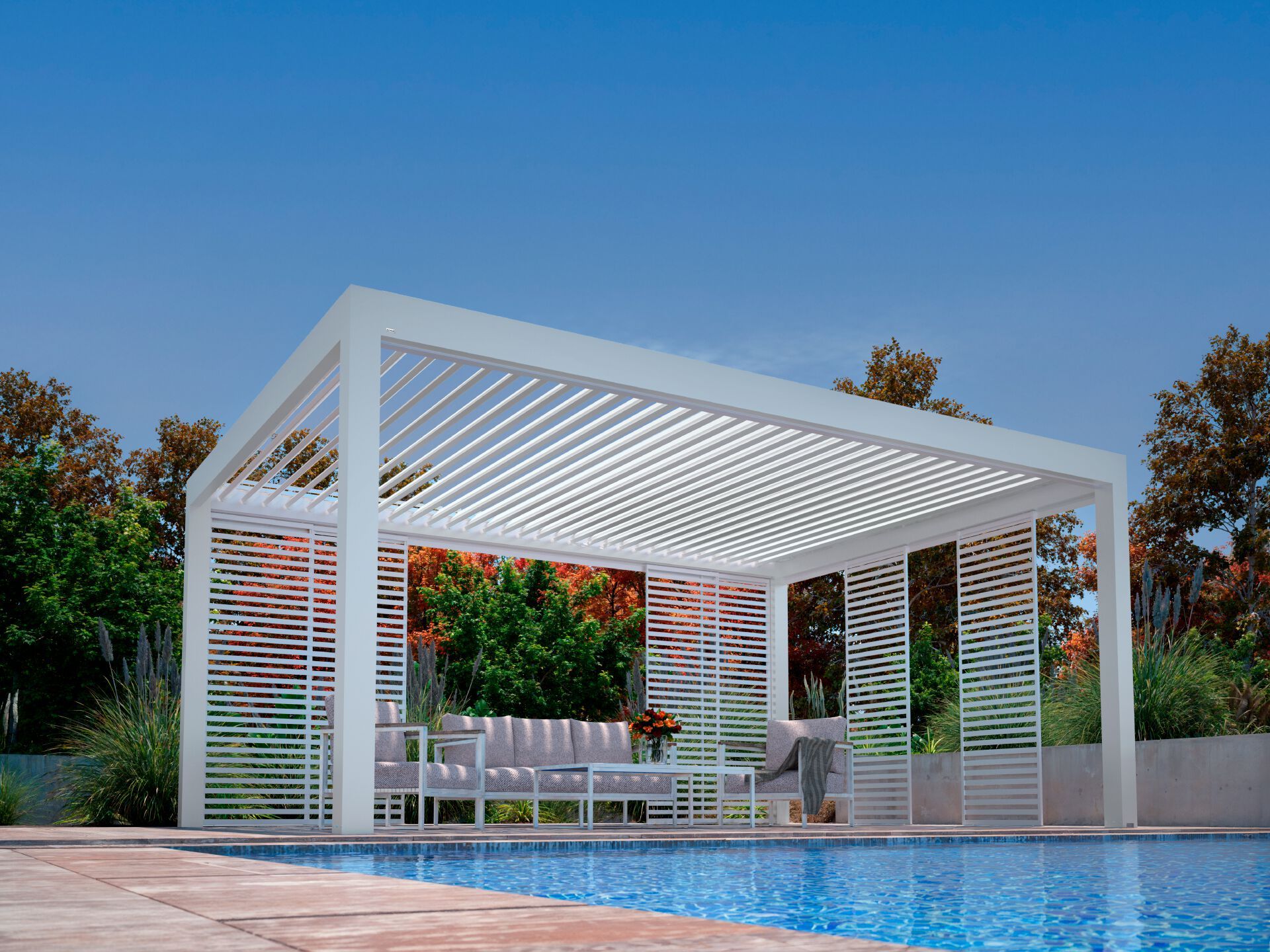 Алюминиевые раздвижные жалюзи с фиксированными ламелями Saxun ERIS ARCH-00029638 - Вид №1