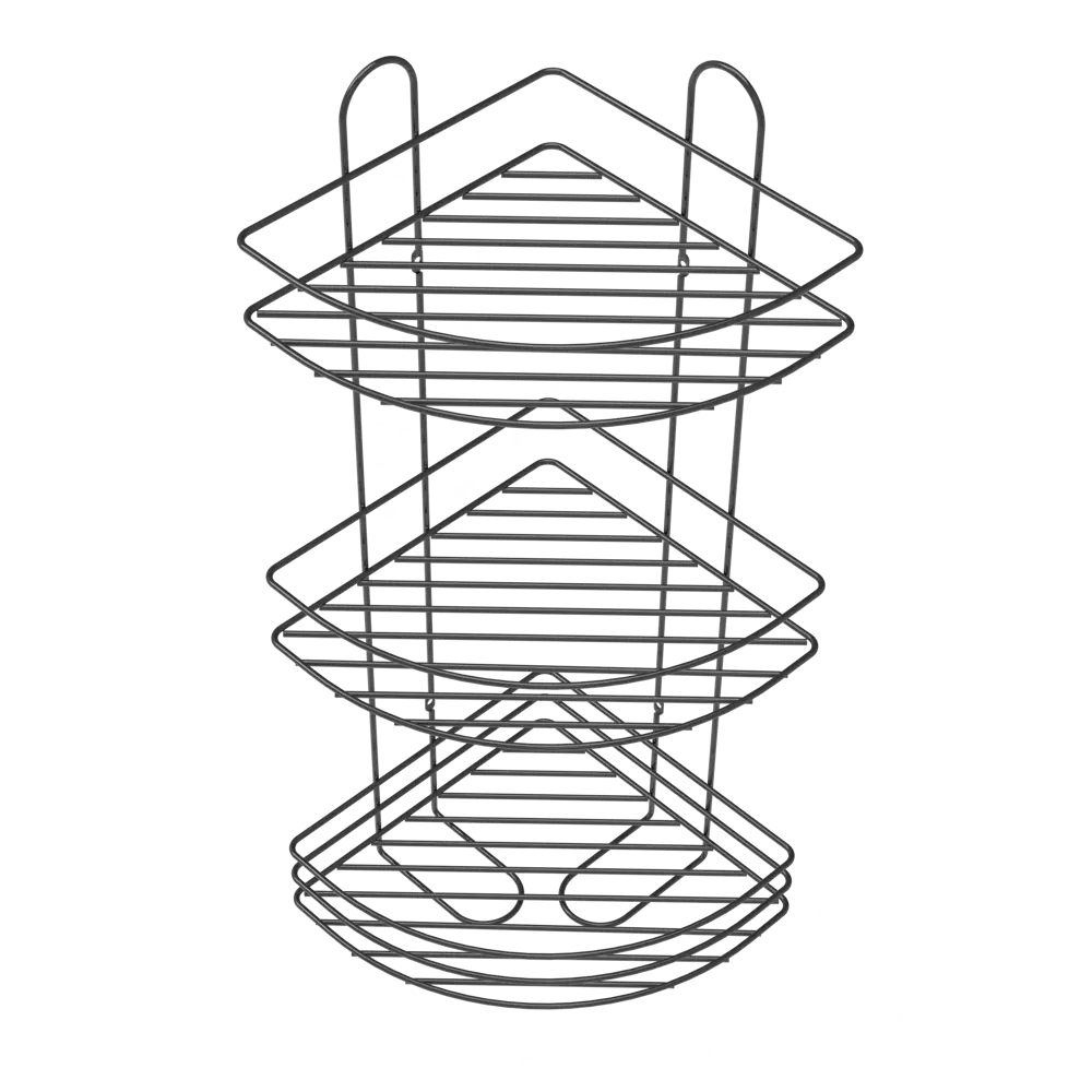 Полка для ванной Lemer Nil трехъярусная 23x23 см металл цвет графит STLM-2093827