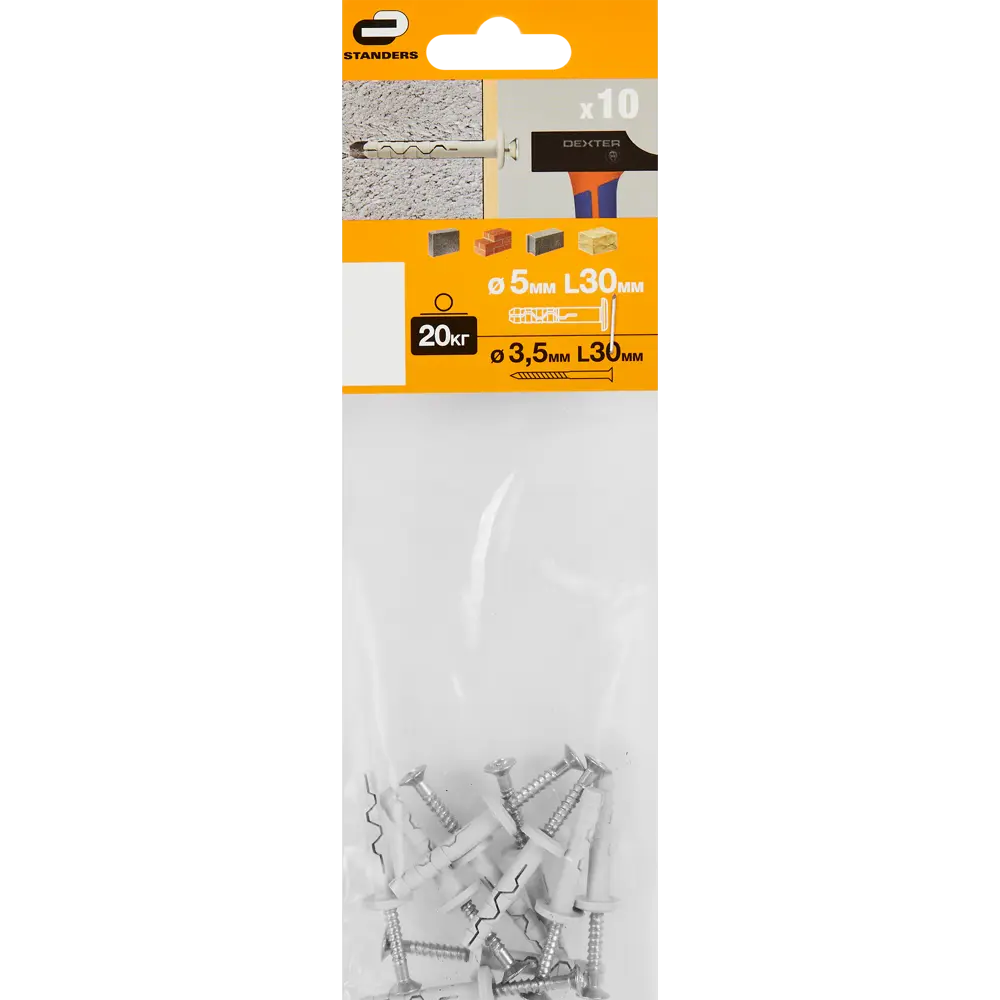 Дюбель-гвозди STANDERS с грибовидным бортиком 5×30 мм (10 шт) 86677345 STLM-0070736 - Вид №5