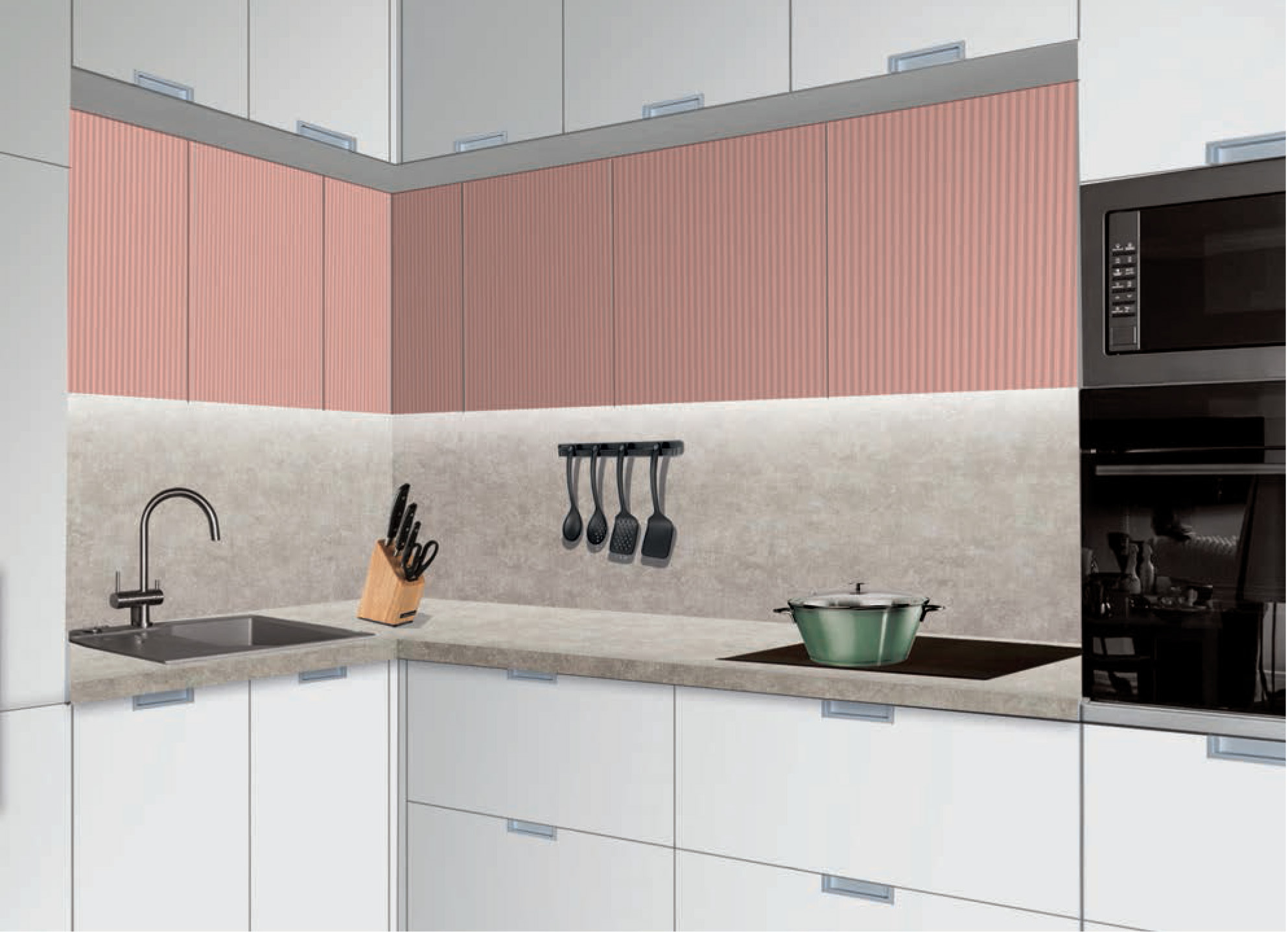 Фасады для кухни Модерн Фрезеровка «Аура» 503 Оранжевый SIDAK SIST848-14078 - Вид №1