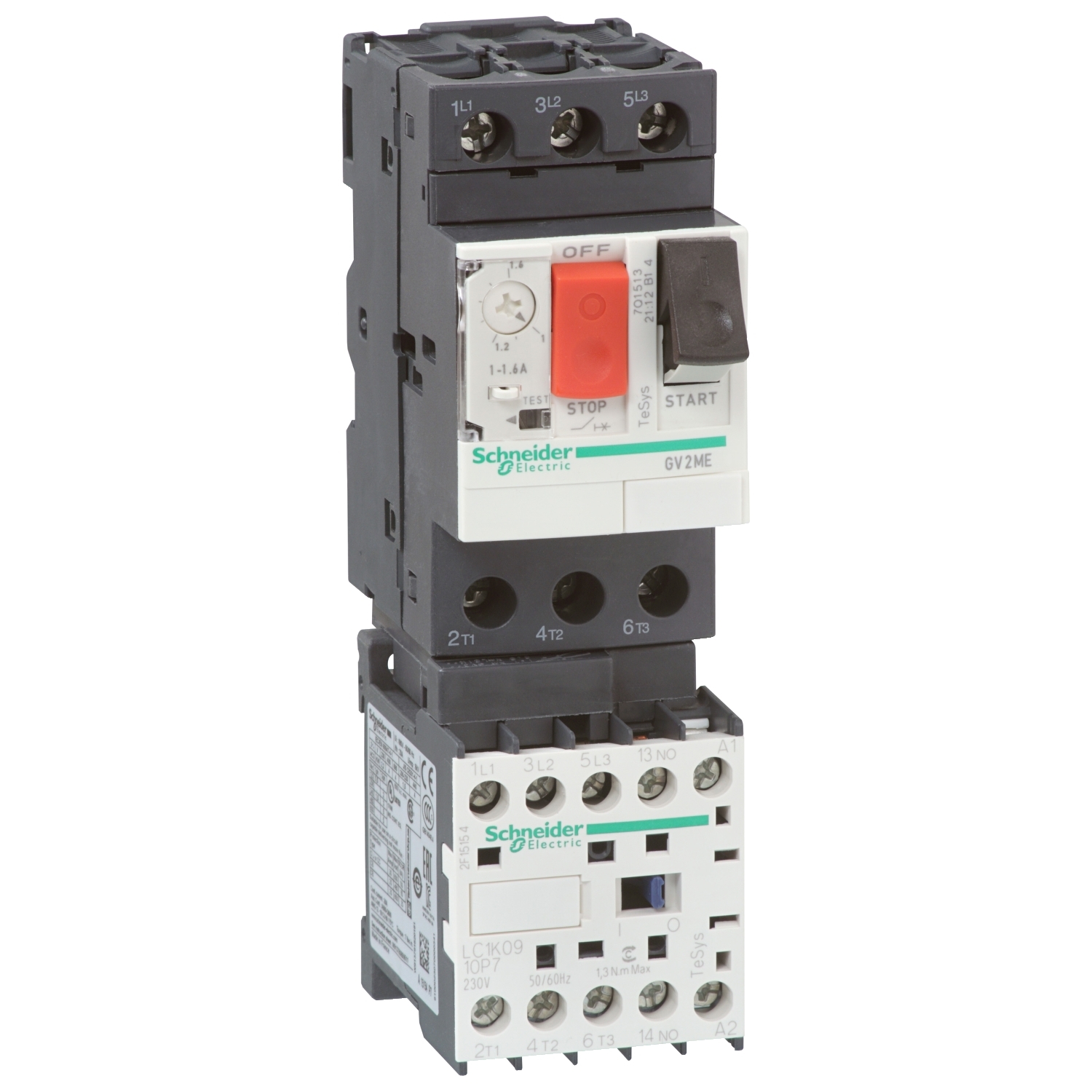 GV2ME08K1BW3 Пускатель GV2ME 4А, 1.5кВт 400/24В Schneider Electric TeSys 