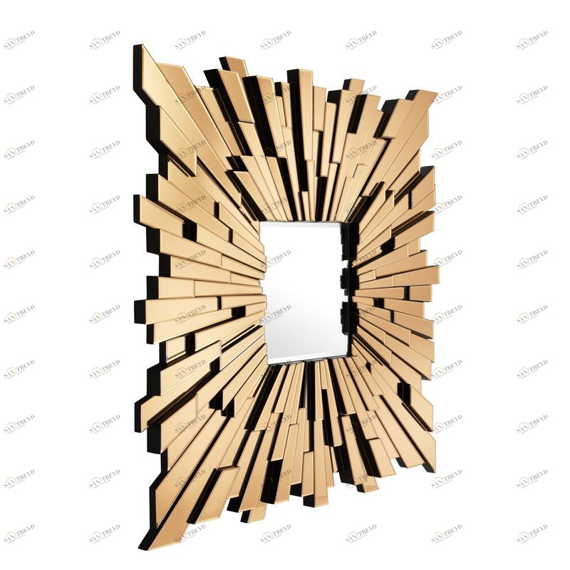 Зеркало с фацетом золотое квадратное в стеклянной раме Moonriver от Eichholtz EICHHOLTZ ДИЗАЙНЕРСКИЕ, EICHHOLTZ 062528 Латунь 