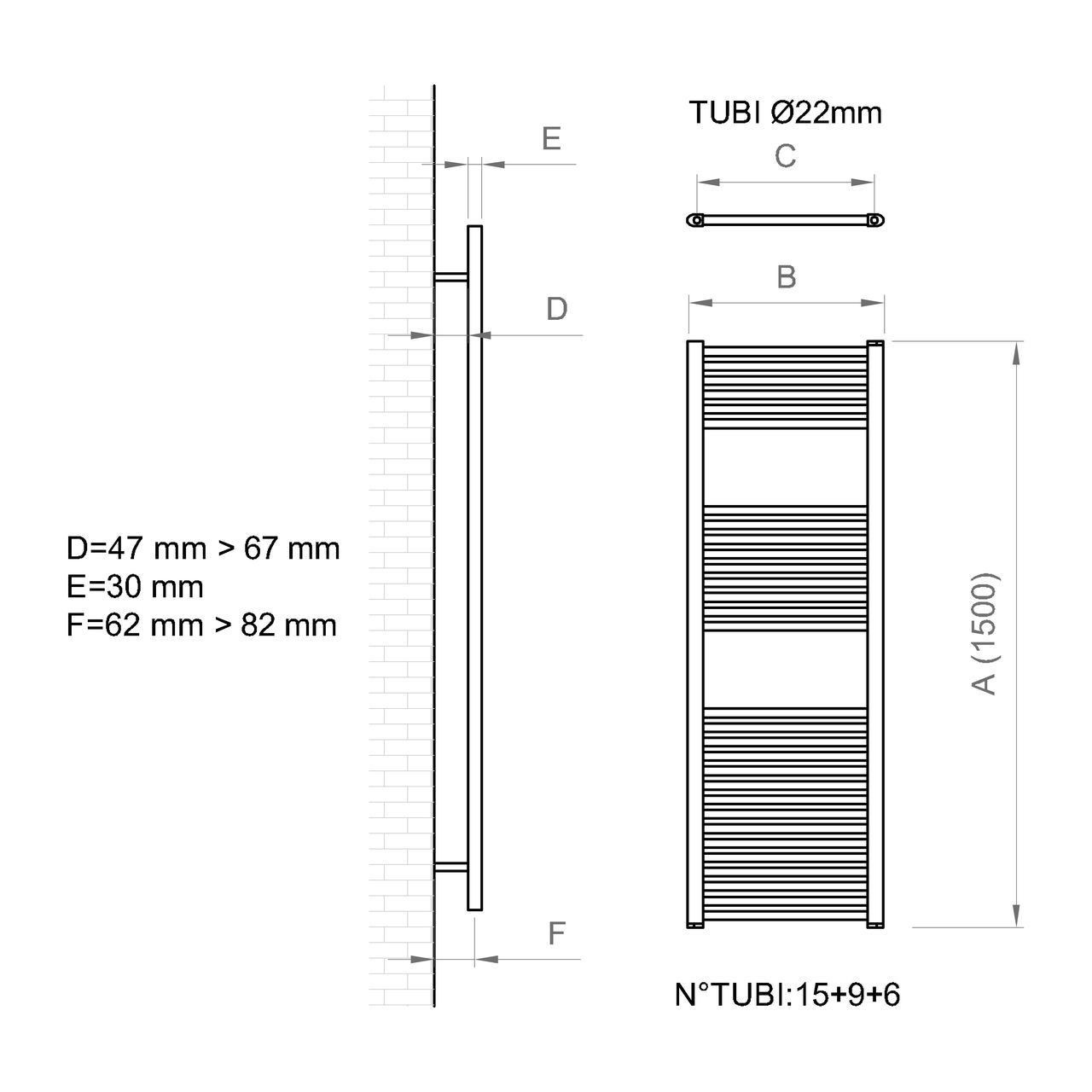 Настенный стальной полотенцесушитель с горячей водой Ercos Опера ARCH-00101025 - Вид №11