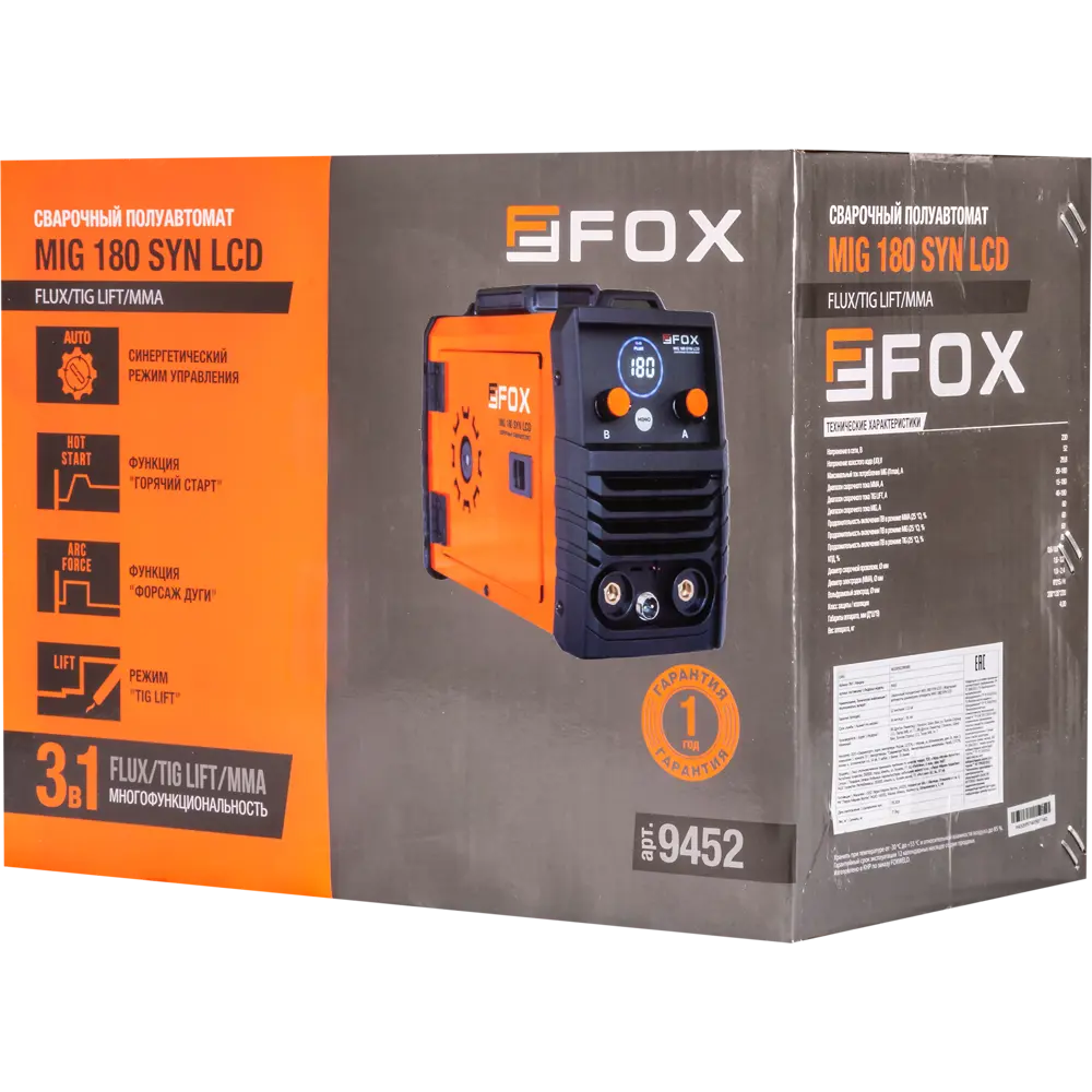 Инверторный сварочный аппарат Fox MIG 180 SYN LCD для профессиональной сварки 89402099 STLM-1574760 - Вид №5