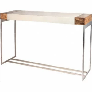 Консоль белая с деревянной отделкой на металлических ножках Capel PUSHA PUSHA 060976 Белый;коричневый;хром