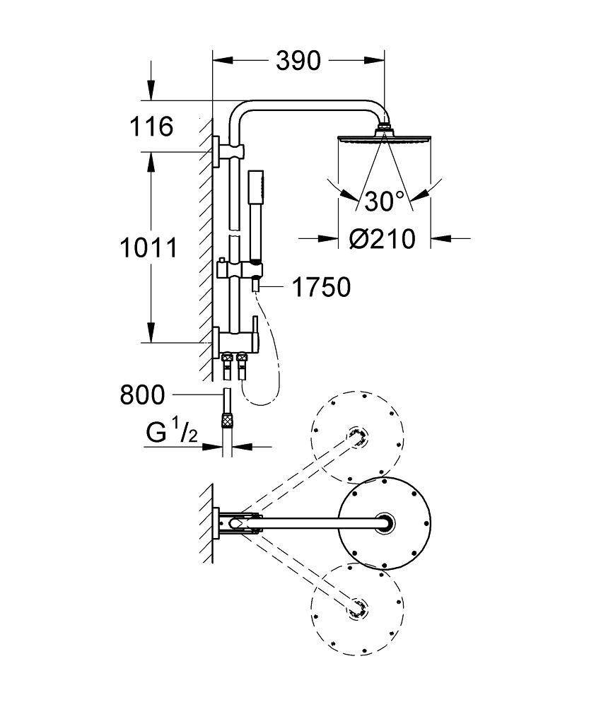27419000 Душевая система с переключателем Grohe Rainshower System хром - Вид №1