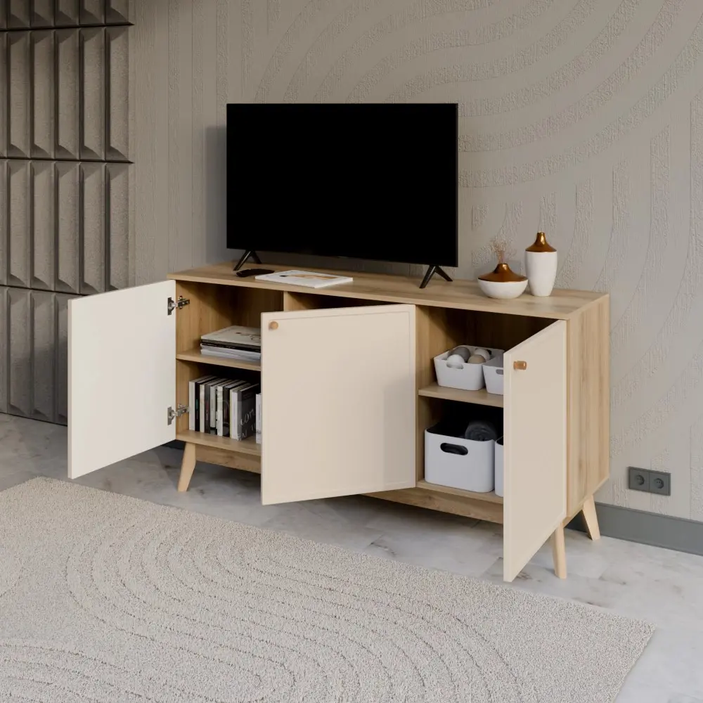 Тумба под телевизор KONSENSA Амьен 150x79x41.7 см ЛДСП цвет бежевый Лион STLM-2113159 - Вид №9