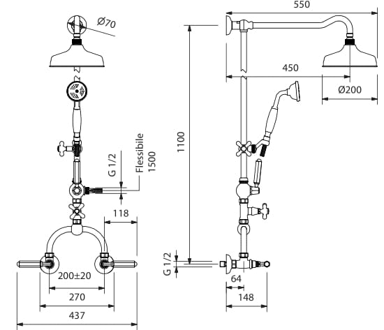 Настенная душевая колонна с душем Park Avenue Dark White ARCH-00120255 - Вид №2