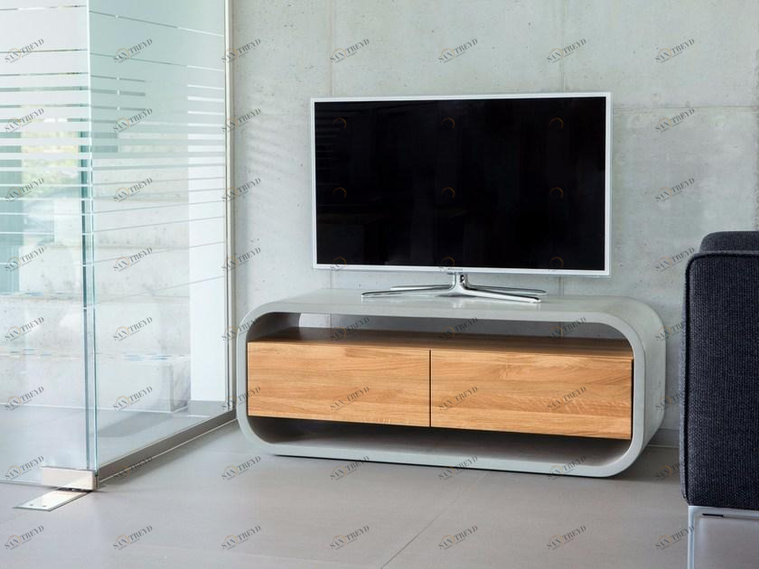 CO33 Тумба под ТВ с ящиками из бетона и дуба Opus O120sh