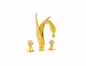 039251.A00.50 Раковина с тремя отверстиями и кристаллами swarovski swan series Яркий хром