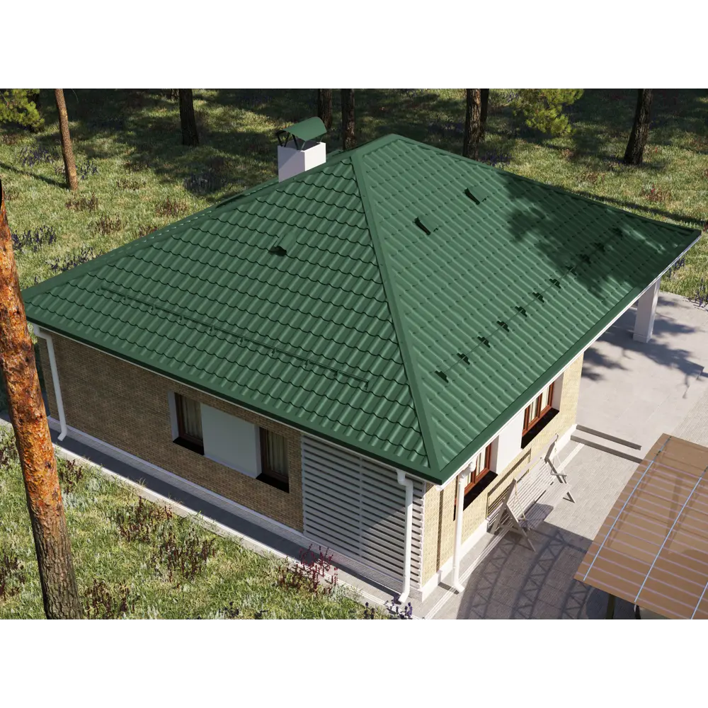 Металлочерепица 0.5 мм ГОСТ 470x1180 мм RAL 6005 зеленый Grand Line STLM-2044145 - Вид №4