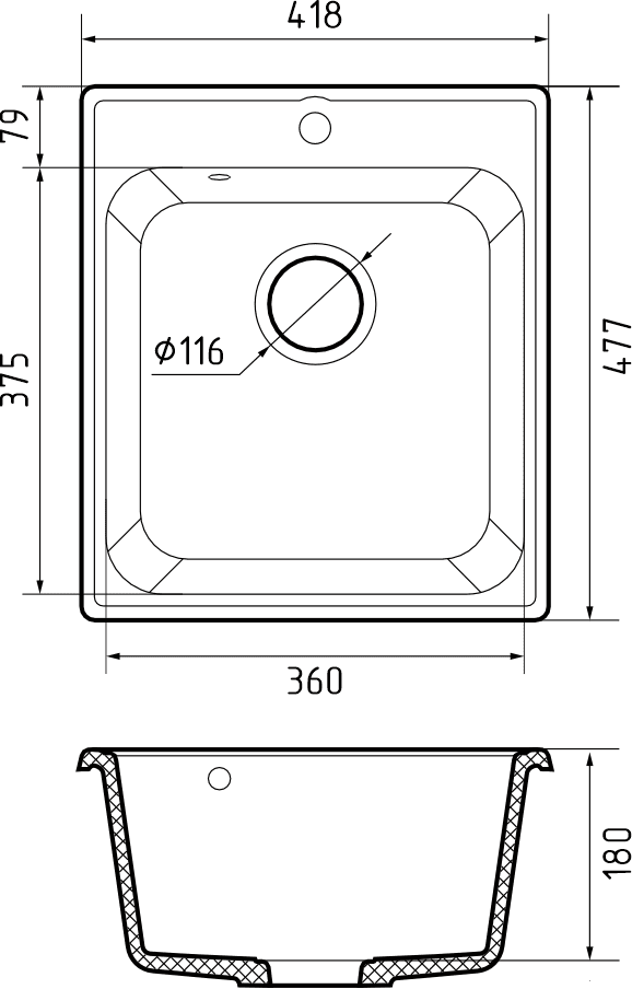 Кухонная мойка Кварц QUARZ S461 GranFest 17-S461 - Вид №1