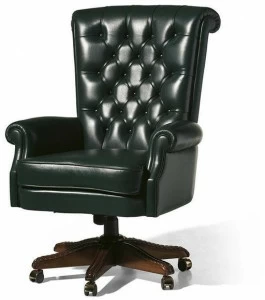 OAK Стеганое вращающееся кожаное кресло на колесиках Galleria