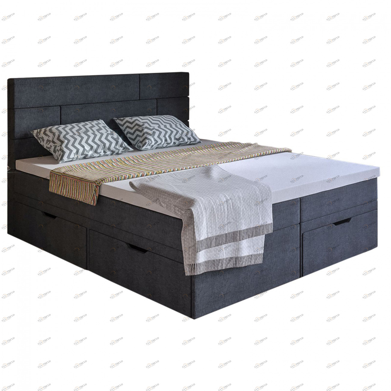 Кровать двуспальная 180х200 серая "Домино" BELABEDDING ДОМИНО 131587 Черный