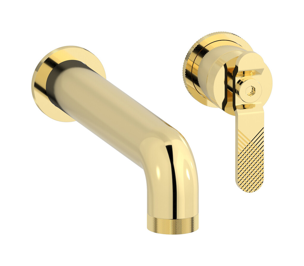 Встроенный в стену смеситель для раковины на 2 отверстия в комплекте с донным клапаном WE ARE IB b2406ii Pale Gold Bold