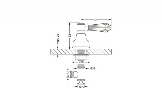 Боковой вентиль ½", для холодной воды JOERGER Delphi Deco 129.10.340.000-AA - Вид №1