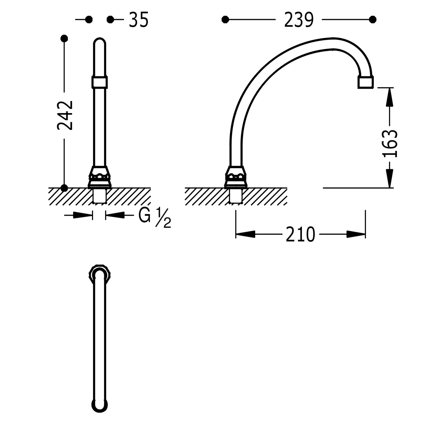 КУХНИ Поворотный носик для смесителя с педальным приводом-112441 TRES Kitchen - Вид №1
