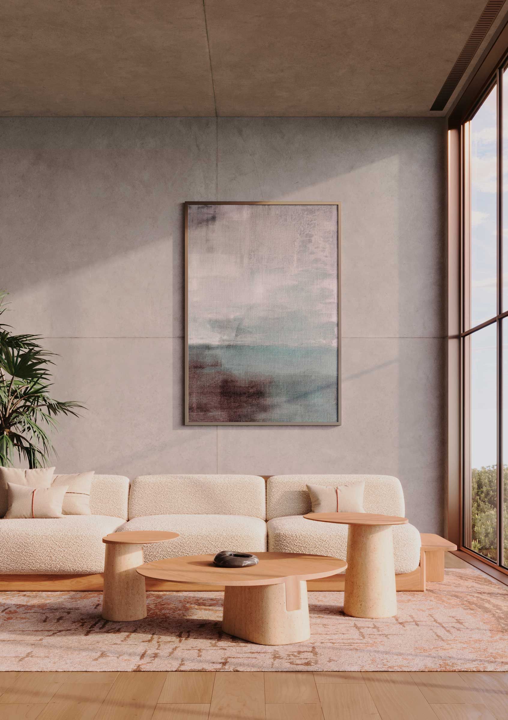 Низкий овальный журнальный столик из дерева и травертина Wewood Anchor ARCH-00091097 - Вид №1