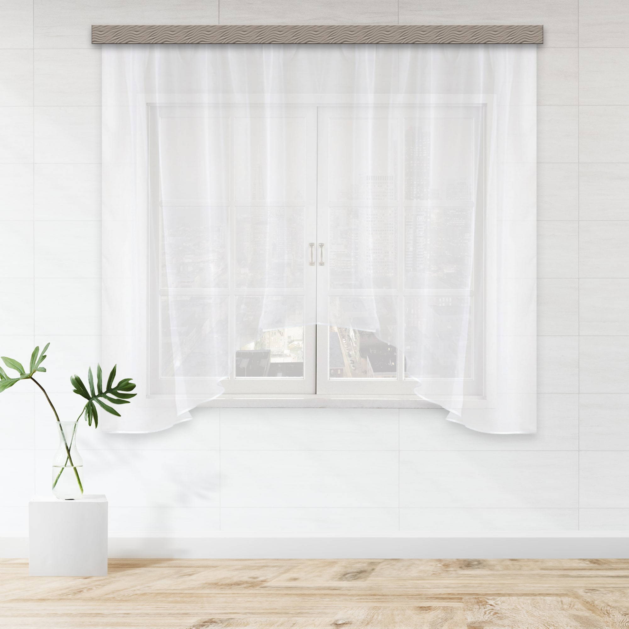 86116418 Штора на ленте для кухни "Арка" 285x160 см цвет белый Santreyd  - Вид №5