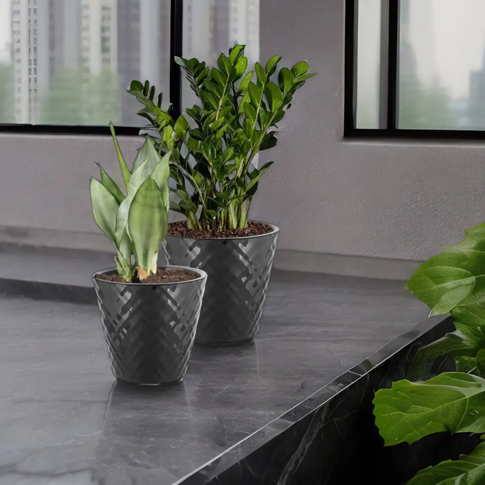 Горшок цветочный Ingreen Manhattan ø28 см h25.3 см v11 л пластик оникс STLM-2187298 - Вид №3