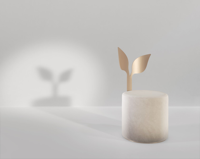 Secolo Ivy Мягкий пуф со спинкой Плющ из сатинированной стали 