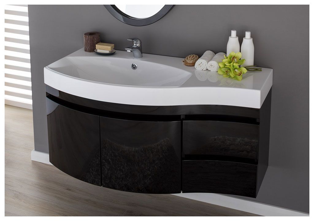 Тумба с раковиной Aquanet Опера 115 L черный (2 дверцы 2 ящика) 0016961200169398 - Вид №7