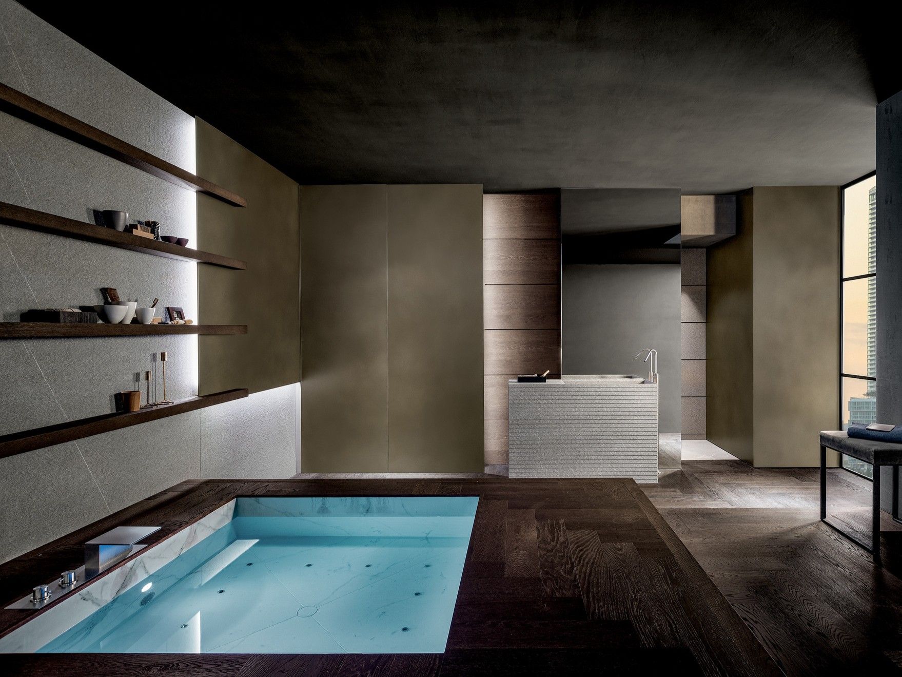 Мебель для ванной комнаты из дуба и камня MODULNOVA Blade ARCH-00027478