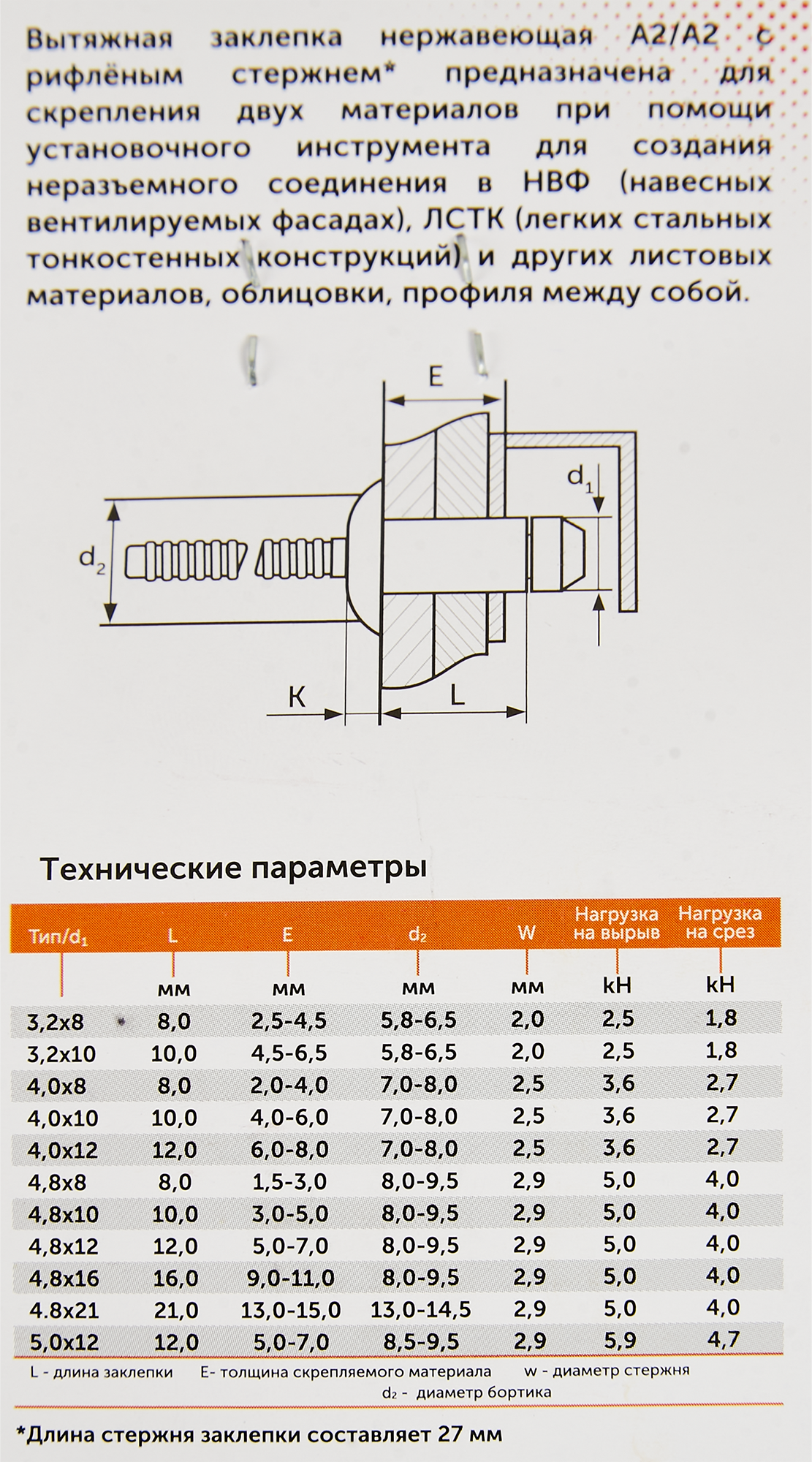 87762147 Заклепка 4.8x12 мм, 50 шт. STLM-0075576 Santreyd  - Вид №2